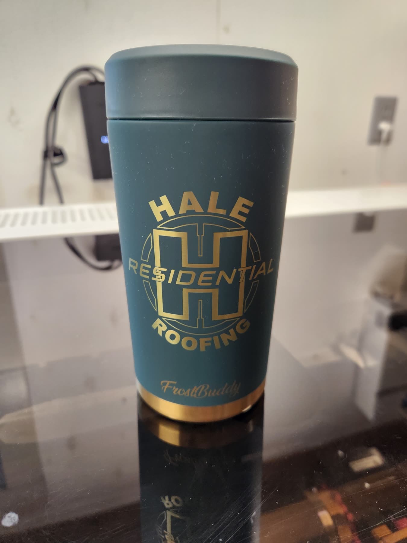 Corporate branded tumbler for Hale Residential Roofing